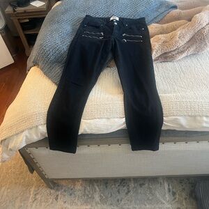 PAIGE Black Jeans with Silver Button Detail